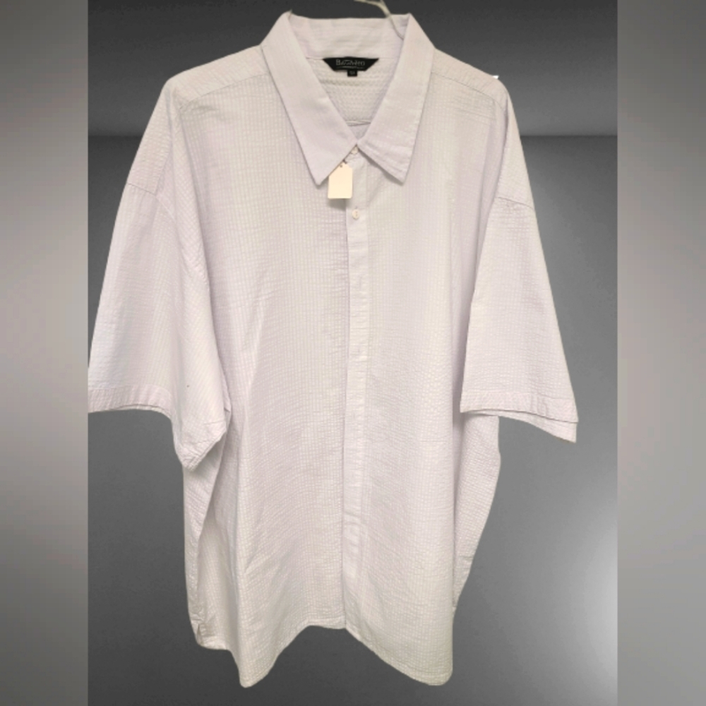 Bagazio White Self Striped Cotton Blend Seersucker Short Sleeve Outfit